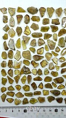 100g Honey-Green Color Titanite Sphene Gemmy Crystals 135 pieces