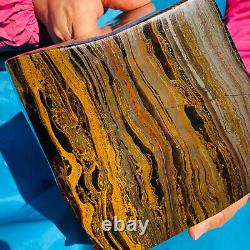 10.18LB Natural tiger's-eye slab quartz freeform crystal piece healing decor