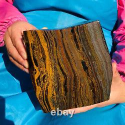 10.18LB Natural tiger's-eye slab quartz freeform crystal piece healing decor