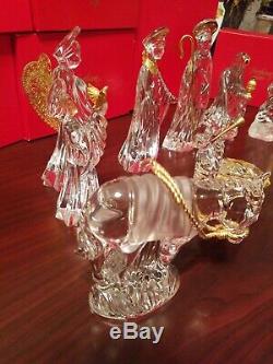10 Piece Gorham Crystal Nativity Set Donkey Camel Angels Shepherd Wise Man