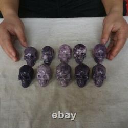 10 Pieces 2.2LB Natural Purple Mica Quartz Crystal Skull Carving Healing Africa