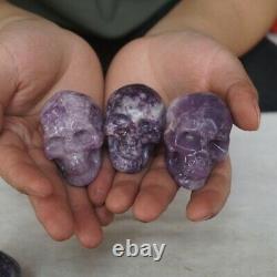 10 Pieces 2.2LB Natural Purple Mica Quartz Crystal Skull Carving Healing Africa