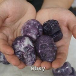 10 Pieces 2.2LB Natural Purple Mica Quartz Crystal Skull Carving Healing Africa