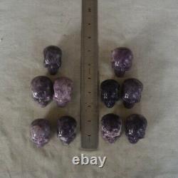 10 Pieces 2.2LB Natural Purple Mica Quartz Crystal Skull Carving Healing Africa