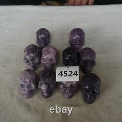 10 Pieces 2.2LB Natural Purple Mica Quartz Crystal Skull Carving Healing Africa