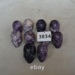 10 Pieces Tiny Natural Purple Mica Quartz Crystal Skull Carving Healing Africa
