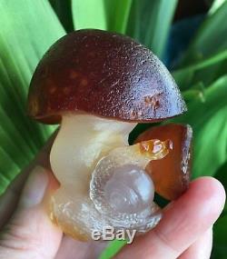 110.9g Rare Beautiful Agate Mushrooms&snails Crystal Hand carved pieces pendant
