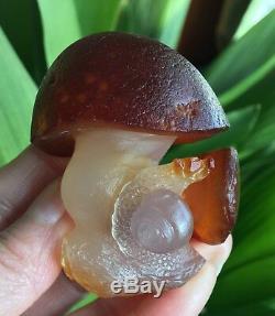 110.9g Rare Beautiful Agate Mushrooms&snails Crystal Hand carved pieces pendant