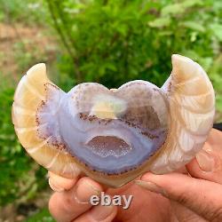 112G Natural and beautiful agate crystal cave heart Druze piece super large