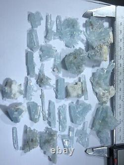 116-Grms, 28 Pieces Aquamarine Clusters Specimen Lot from Skardu, Pakistan