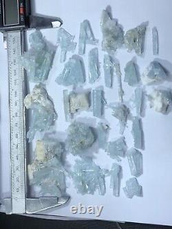 116-Grms, 28 Pieces Aquamarine Clusters Specimen Lot from Skardu, Pakistan