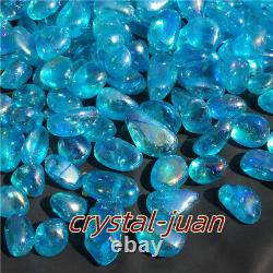 11LB Titanium blue Clear Quartz Angel Aura Tumbled Bulk Gravel Lots Piece