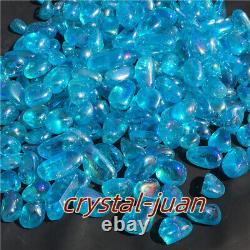 11LB Titanium blue Clear Quartz Angel Aura Tumbled Bulk Gravel Lots Piece