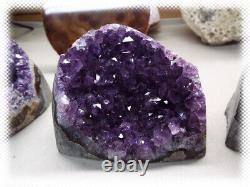 11 Flat Bottom Amethyst Geode Crystal Display Pieces