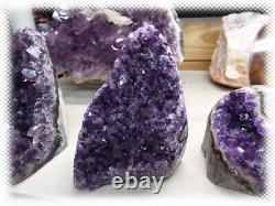 11 Flat Bottom Amethyst Geode Crystal Display Pieces