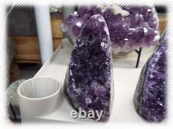 11 Flat Bottom Amethyst Geode Crystal Display Pieces