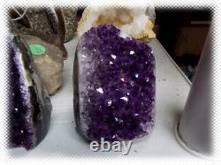 11 Flat Bottom Amethyst Geode Crystal Display Pieces