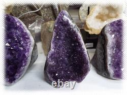 11 Flat Bottom Amethyst Geode Crystal Display Pieces