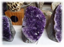 11 Flat Bottom Amethyst Geode Crystal Display Pieces