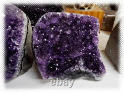 11 Flat Bottom Amethyst Geode Crystal Display Pieces