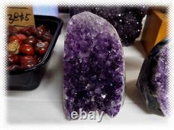 11 Flat Bottom Amethyst Geode Crystal Display Pieces