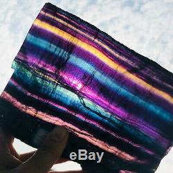 1200g Natural Rainbow Fluorite slice Crystal Quartz Piece Healing Specimen Stone