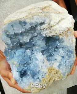 12.2lb Natural Celestite Geode Quartz Crystal Specimen Display Piece Healing