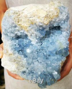 12.2lb Natural Celestite Geode Quartz Crystal Specimen Display Piece Healing