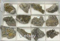 12 Piece High Grade Herkimer Druze Wholesale Flat, Medium Sized Specimens with S