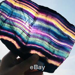 1376g Natural Rainbow Fluorite slice Crystal Quartz Piece Healing Specimen Stone