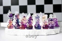 13'' Natural Chess Set Fluorite Chess Pieces Hand Carved Crystal decor gift 1pc