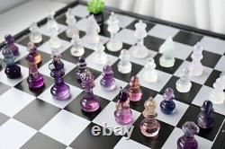 13'' Natural Chess Set Fluorite Chess Pieces Hand Carved Crystal decor gift 1pc