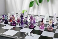 13'' Natural Chess Set Fluorite Chess Pieces Hand Carved Crystal decor gift 1pc