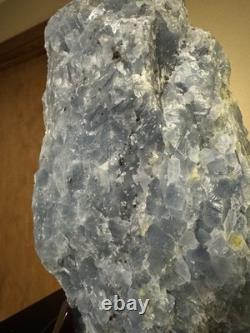 14lb Raw Blue Calcite Crystal Healing Statement Piece Chakra Specimen + Stand