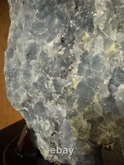 14lb Raw Blue Calcite Crystal Healing Statement Piece Chakra Specimen + Stand