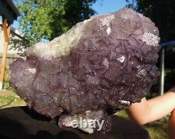 15.4 LB Large Stepped Purple Fluorite Mineral Specimen Stunning Piece