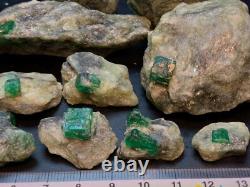 15-Pieces Emerald Crystal Rock Specimen Lot Swat Mine, Pakistan