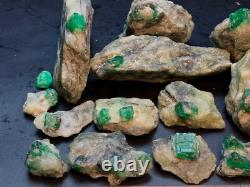 15-Pieces Emerald Crystal Rock Specimen Lot Swat Mine, Pakistan