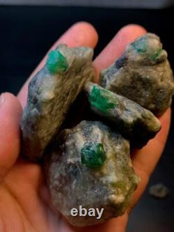 15-Pieces Emerald Crystal Rock Specimen Lot Swat Mine, Pakistan