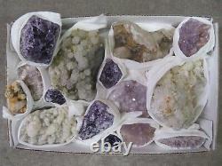 15 piece Amethyst/Quartz/Calcite Specimen Flat Valencia Mine Guanajuato Mexico