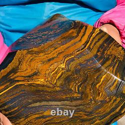16.85LB Natural tiger's-eye slab quartz freeform crystal piece healing decor