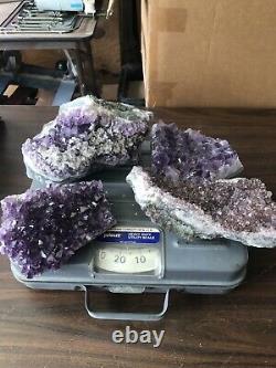 16 Lbs. Total, 4 Pieces, Natural Amethyst Geode. $250 Ask For Lot. Free Shipping