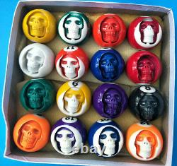 16 Pieces Billiards Skulls Carved By Machine from Advanced Synthetic Resin