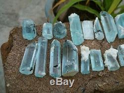 170 Grams Top Aquamarine Terminated Crystal lot 19 Pieces From Shagir, Pakistan