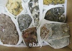 17 Piece Mix Mineral Specimen Flat Sphalerite Mimetite Pyrite Pyrrhotite