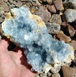 1896g Natural Beautiful Blue Celestite Crystal Geode Specimen, Display Piece