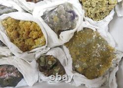 18 Piece Mix Mineral Specimen Flat Austinite Fluorite Quartz Pyrite Mimetite