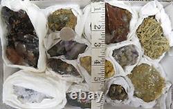18 Piece Mix Mineral Specimen Flat Austinite Fluorite Quartz Pyrite Mimetite
