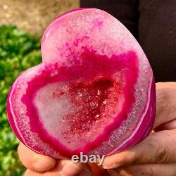 191G Natural and beautiful agate crystal cave heart Druze piece super largeAC501