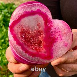 191G Natural and beautiful agate crystal cave heart Druze piece super largeAC501
